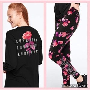 PINK LONG SLEEVE TEE AND LEGGINGS